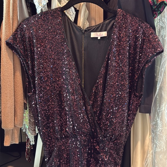 Parker Perugia Bordeaux Sequin Mini Dress size 0 - Picture 3 of 5